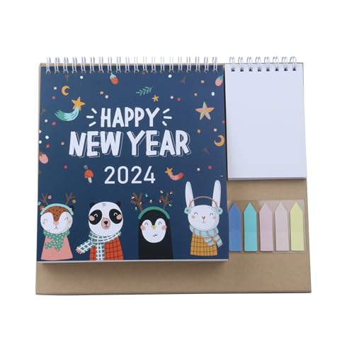 AMO HERMOSO 2024 Tischkalender, Tischaufstellkalender für Büro und Zuhause, Mini Monatskalender, Englische Version (Blau) von AMO HERMOSO
