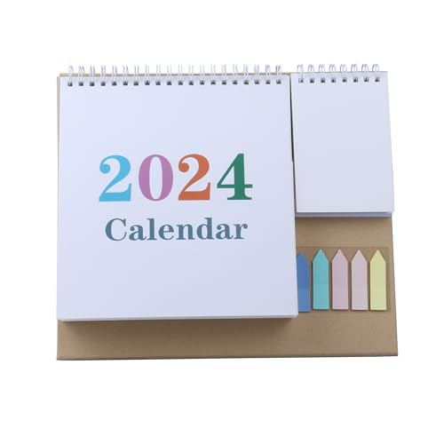 AMO HERMOSO 2024 Tischkalender, Tischaufstellkalender für Büro und Zuhause, Mini Monatskalender, Englische Version (Weiß) von AMO HERMOSO