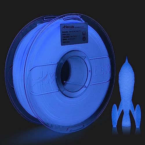 AMOLEN 3D Drucker Filament, Glow in the Dark Blue 1KG(2.2lbs), PLA Filament 1.75mm, 3D Printer Filament, Luminous Blue von AMOLEN
