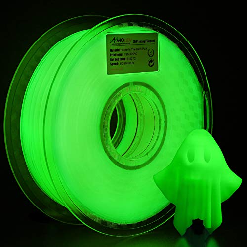 AMOLEN 3D Drucker Filament, Glow in the Dark Green 1KG(2.2lbs), PLA Filament 1.75mm, Luminous Green von AMOLEN