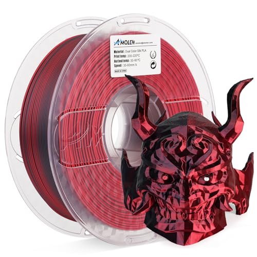 AMOLEN 3D Drucker Filament, PLA Filament 1.75mm Dual Color Filament, Seide Rot Schwarz Bicolor Filament 1KG/2.2lb von AMOLEN