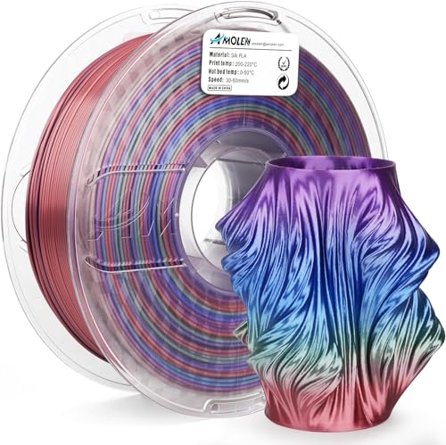 AMOLEN 3D Drucker Filament, Silk PLA Filament 1.75mm, Glänzendes kosmisches Regenbogen PLA, Farbverläufe wechseln schnelles Drucken von PLA für die meisten FDM 3D Drucker, 3D Druck Filament, 1kg von AMOLEN