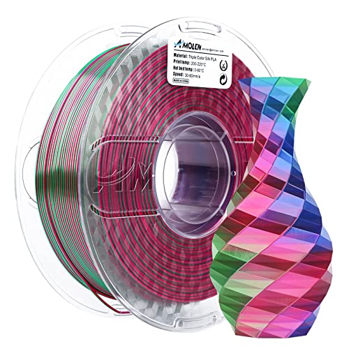 AMOLEN 3D Drucker Filament Dreifach Farbe Seide PLA Filament 1.75mm, Rot Grün Blau 3D Drucker Filament Bundle, 1kg / 2.2lbs von AMOLEN