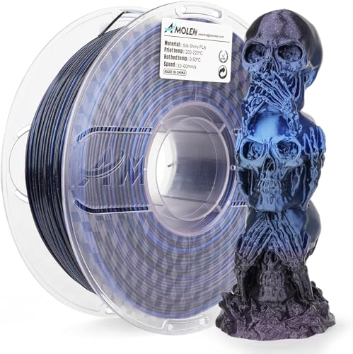 AMOLEN PLA 3D Drucker Filament, Seide Glänzend Schwarz Blau PLA Filament 1.75mm, Farbwechsel 3D Druck Filament für die meisten FDM 3D Drucker, 1kg Spule (2.2lbs) von AMOLEN