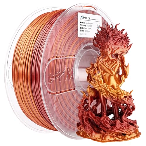 AMOLEN PLA 3D-Drucker-Filament, Silk PLA-Filament, 1,75 mm, Silk Shiny Filament Rot Gold, 1 kg von AMOLEN