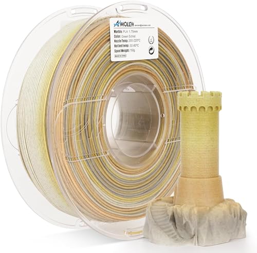 AMOLEN Rock PLA Filament 1.75mm, Regenbogen Marmor PLA 3D Druck Filament, 1kg Spule (2.2lbs), Maßgenauigkeit +/- 0.02 mm, passend für die meisten FDM Drucker (Green Schist) von AMOLEN