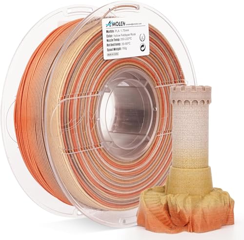 AMOLEN Rock PLA Filament 1.75mm, Regenbogen Marmor PLA 3D Druck Filament, 1kg Spule (2.2lbs), passend für die meisten FDM Drucker (Gelber Feldspat Rock) von AMOLEN