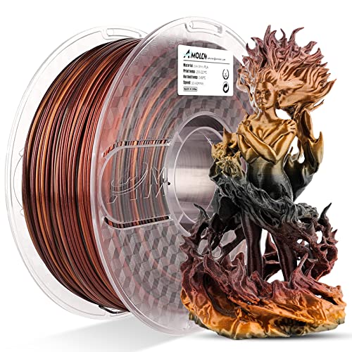 AMOLEN Silk PLA 3D Drucker Filament, PLA Filament 1.75mm Silk Schwarz Rot Gold Filament, Tri Color Farbverlauf Filament 1KG/2.2lb von AMOLEN