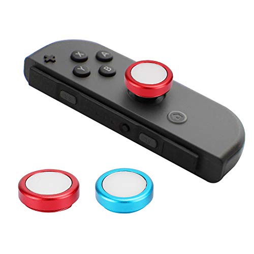 2 Stück Daumengriffkappen Silikon-Knopfkappe Schutzhülle für Switch Game Controller Joystick(Rot und Blau) von AMONIDA