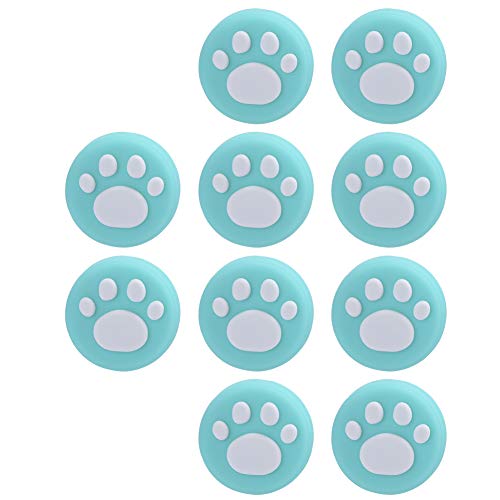 6PCS Daumengriffkappen Silikon Joystick R. Ocker Cap Silikonhülle Cat Paw für Switch/Switch Lite (Grün-Weiß2) von AMONIDA