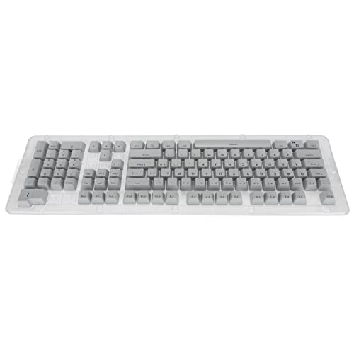 AMONIDA 106 Tasten Tastenkappen, OEM-Tastatur-Tastenkappen ABS-Material OEM-Höhe Verschleißfest Zweifarbige Injektion für 61/87/104 Tasten (hellgrau schwarz) von AMONIDA