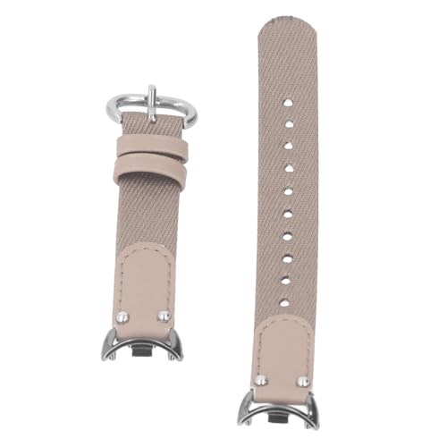 AMONIDA Canvas-Smartwatch-Armband, Stilvolles, Atmungsaktives PU-Leder, Ersatzarmband, Helle Farbe, Weich für Sport und Training (Creme Aprikose) von AMONIDA