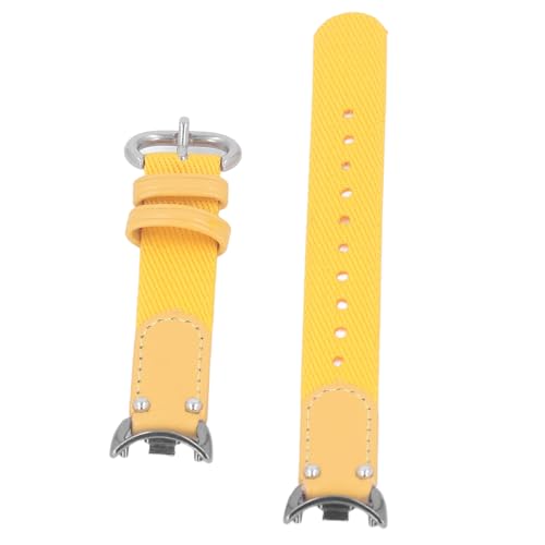 AMONIDA Canvas-Smartwatch-Armband, Stilvolles, Atmungsaktives PU-Leder, Ersatzarmband, Helle Farbe, Weich für Sport und Training (Gelb) von AMONIDA