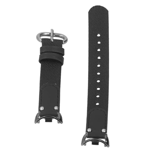 AMONIDA Canvas-Smartwatch-Armband, Stilvolles, Atmungsaktives PU-Leder, Ersatzarmband, Helle Farbe, Weich für Sport und Training (Schwarz) von AMONIDA