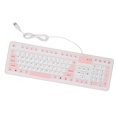 AMONIDA Faltbare Silikontastatur, Faltbare Tastatur Leises Tippen für Spiel (Rosa) von AMONIDA
