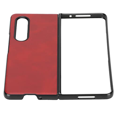 AMONIDA Leder Hard Case, Anti Scratch Faltbare Anti Fall Handy Ledertasche für Z Fold 3(rot) von AMONIDA