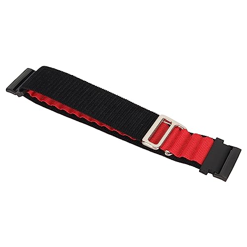 AMONIDA Nylon-Smartwatch-Armband, Atmungsaktives Gewebtes Uhrenarmband Zum Wandern (Schwarz und Rot) von AMONIDA