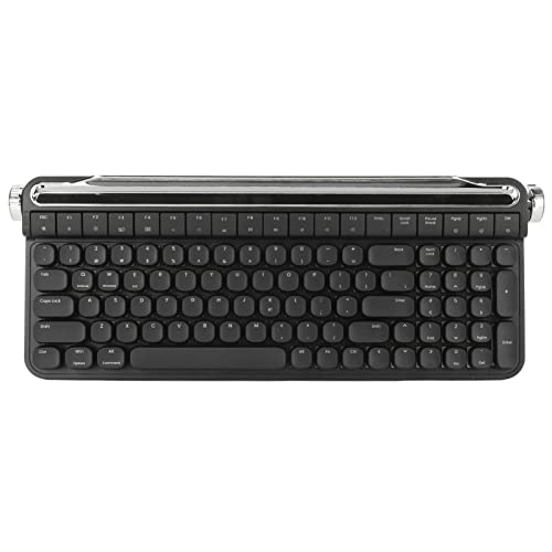 AMONIDA Schreibmaschinentastatur, Mechanische Tastatur, RGB-LED-Hintergrundbeleuchtung, Roter Schalter, 1500-mAh-Akku, Retro mit Ständer für Büro (Schwarz) von AMONIDA