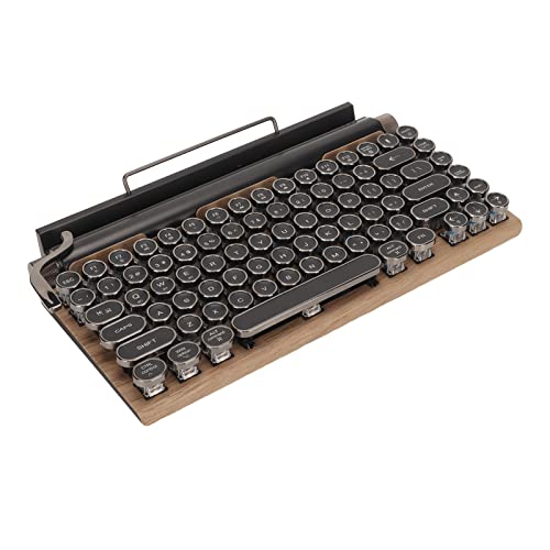 AMONIDA Schreibmaschinentastatur, wasserdichte Mechanische Tastatur 2000 MAh Lithiumbatterie 83 Tasten Kratzfest für Laptop für Windows (Farbe der Holzmaserung) von AMONIDA