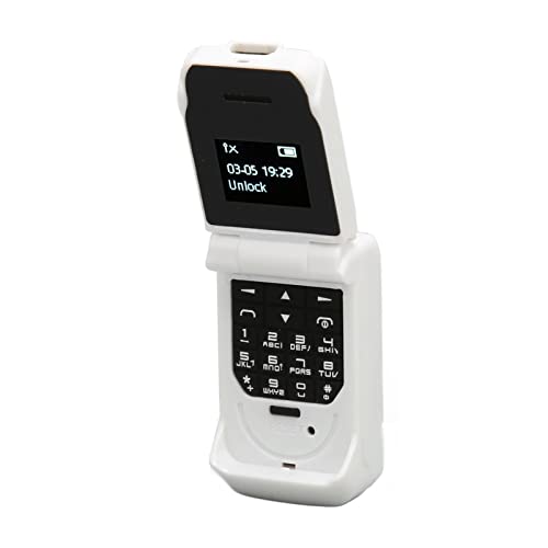 Flip Phone, 0,66 Zoll Bluetooth 64x48 Mini Flip Phone OLED-Bildschirm 32 MB 64 MB für Senioren (Weiss) von AMONIDA