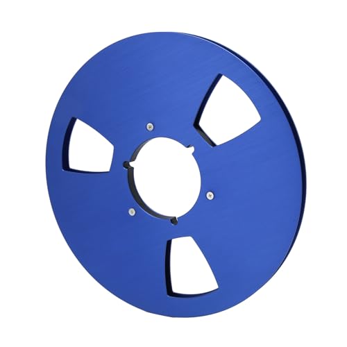 Tonband-Leerspule, Professionelle 1/4 10,5 Zoll Leere Aufwickelspule, 3-Loch-Edelstahlschrauben für Spulen-zu-Spulen-Kassettenspieler (Blau) von AMONIDA