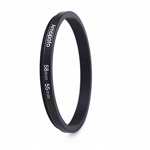 58mm Objektiv Konverter 55mm Kamera Filter Ring,Kompatibel mit Allen 58mm Kamera objektiven zu 55mm UV,ND,CPL Zubehör,Aus CNC gefrästem Material (58mm-55mm) von AMOPOFO