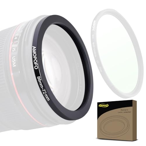 86mm Objektiv Konverter 72mm Kamera Filter Ring,Kompatibel mit Allen 86mm Kamera objektiven zu 72mm UV,ND,CPL Zubehör,Aus CNC gefrästem Material (86mm-72mm) von AMOPOFO