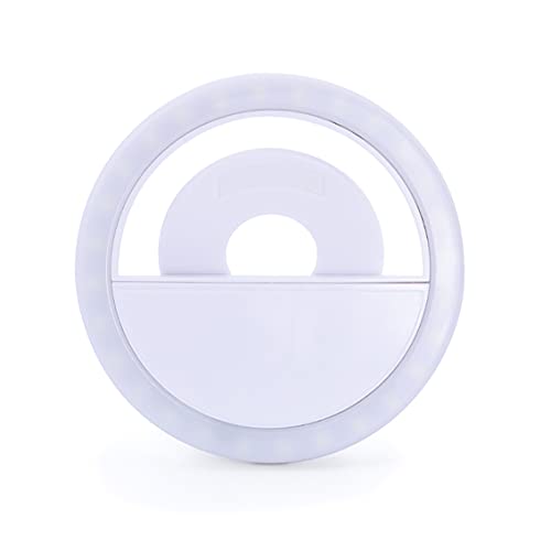 APM 572013 – Mini-Ring Light für Smartphone – Leuchtring mit 20 LEDs – Foto-Licht Micro-USB – Selfie-Ring Light in Klemmform – Akku 60 mAh – leicht – Weiß von AMP