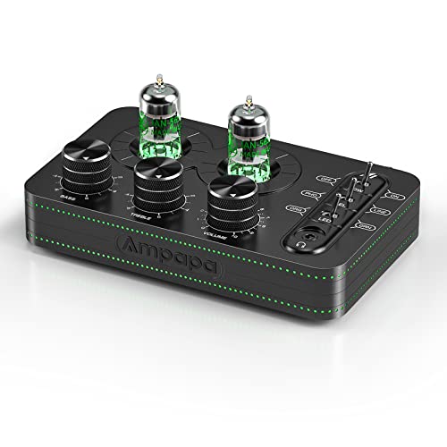 Ampapa A1 Phono Röhren Vorverstärker, Hi-Fi Audiophiler Vorverstärker, Kopfhörerverstärker, für MM Plattenspieler, mit Ton anpassen für Home Audio Plattenspieler Lautsprecher, Desktop Computer von AMPAPA