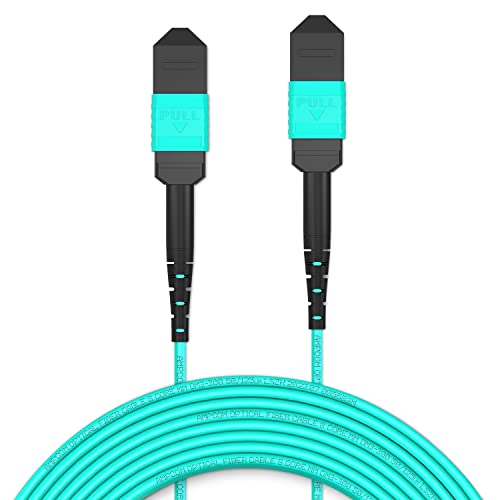 AMPCOM MPO zu MPO Trunk-Kabel 50/125μm Multimode OM3-300 (12 Fasern, MPO zu MPO Female, Typ B, LSZH/Riser, UPC, Aqua) 1m von AMPCOM