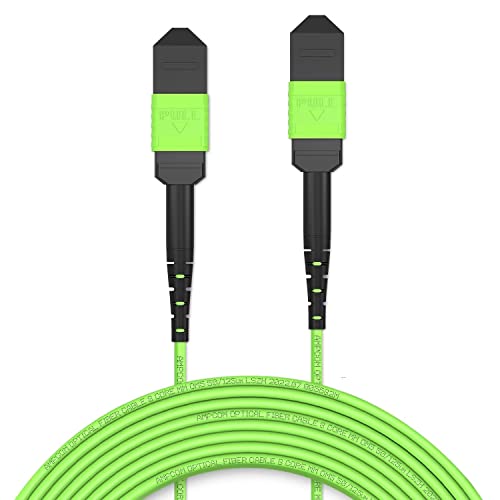 AMPCOM MPO zu MPO Trunk-Kabel 50/125μm Multimode OM5 (12 Fasern, MPO zu MPO Female, Typ B, LSZH/Riser, UPC, Lime Green) 15m von AMPCOM