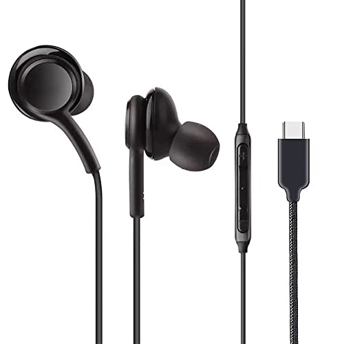 AMPLE Blackview A100 Kopfhörer, Typ C Ohrhörer, kabelgebunden, digital, HiFi-Stereo, In-Ear, Bass, USB-C-Kopfhörer mit Mikrofon und Lautstärkeregler, kompatibel für Blackview A100 A95 A52 von AMPLE