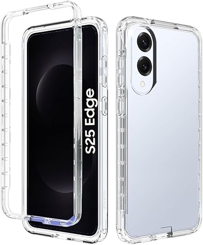AMPLE Schutzhülle für Galaxy S25 Edge, ultradünn, 360° Rundumschutz, keine Punkte, doppeltes Silikon, schlankes TPU, S25Edge vorne und hinten, transparent, für Samsung S25 Edge (transparent) von AMPLE