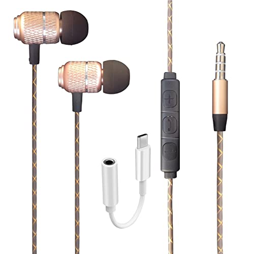 reichlich® Kopfhörer, Samsung Galaxy A3, A5, A7, A5 2016, A3, 2016, A7 2017, Wired Bass Stereo-In-Ear-Kopfhörer Kopfhörer Headset in-ear mit Fernbedienung und Mikrofon Mikrofon mit 3.5 mm Klinke von AMPLE