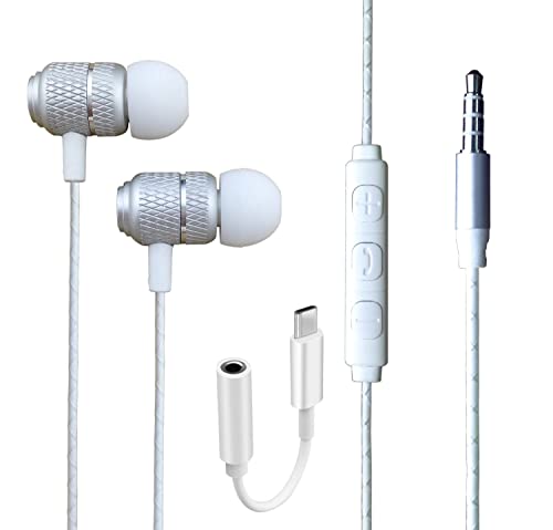 reichlich® Kopfhörer, Samsung Galaxy A3, A5, A7, A5 2016, A3, 2016, A7 2017, Wired Bass Stereo-In-Ear-Kopfhörer Kopfhörer Headset in-ear mit Fernbedienung und Mikrofon Mikrofon mit 3.5 mm Klinke von AMPLE