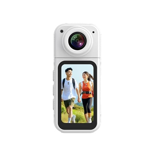 AMRTTWY Action-Kamera, Daumenkamera 2,7K HD 180° drehbar WiFi Sport Action Kamera Fahrradrekorder Magnetischer Outdoor Mini DV Camcorder,für Radfahren, Motorrad(White,128G+Card Reader) von AMRTTWY