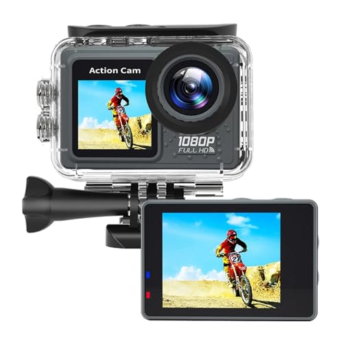 AMRTTWY Action-Kamera, WiFi-Actionkamera, 30 m wasserdicht, Übungsvideorekorder, 120 ° Weitwinkel-Sport-Camcorder mit Zubehör-Kit,für Radfahren, Motorrad(Without Card) von AMRTTWY
