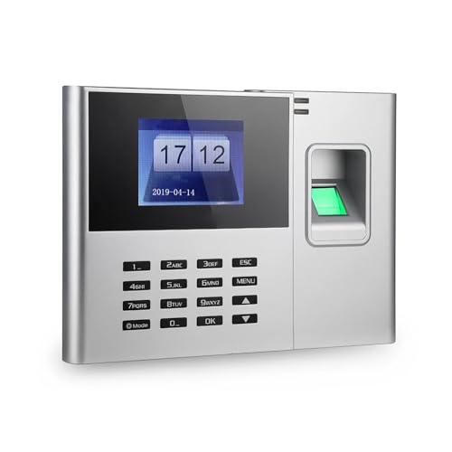Stempeluhr, Biometrische Fingerabdruck-Passwort-Anwesenheitsmaschine Mitarbeiter-Check-in-Recorder Anwesenheitsuhr für Mitarbeiter Business Automatische Stundenberec von AMRTTWY