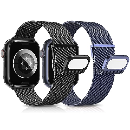 AMSKY 2 Stück Band Kompatibel mit Apple Watch Armband 44mm 40mm 46mm 45mm 42mm 41mm 49mm 38mm, Dual Magnet Edelstahl Metall Kompatibel mit iWatch Armband Se Ultra Series 10 9 8 7 6 5 4 3 2 1 von AMSKY