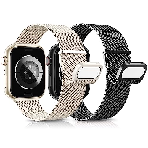 AMSKY 2 Stück Apfelband Kompatibel mit Apple Watch Armband 44mm 40mm 45mm 42mm 41mm 49mm 38mm, Dual Magnet Einstellbar Edelstahl Metall Kompatibel mit iWatch Armband Se Ultra Series 9 8 7 6 5 4 3 2 1 von AMSKY