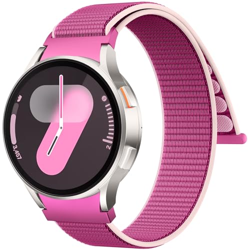 AMSKY One Click 20mm Nylon Kompatibel mit Samsung Galaxy Watch 6 Armband 40mm 44mm, Galaxy Watch 7 4 5 Armband, 6 4 Classic 47mm 43mm 46mm 42mm, 5 Pro 45mm, Klettverschluss Sport Loop Band von AMSKY
