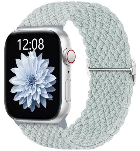 AMSKY Geflochten Apfelband Kompatibel mit Apple Watch Armband 40mm 44mm 45mm 41mm 42mm 38mm 49mm Damen Herren, Textil Stoff Kompatibel mit iWatch Armband Se Ultra Series 9 8 7 6 5 4 3 2 1, Sukkulenten von AMSKY