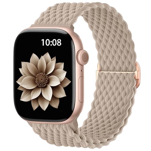 AMSKY Geflochten Band Kompatibel mit Apple Watch Armband 40mm 46mm 44mm 45mm 41mm 42mm 38mm 49mm Damen Herren, Textil Stoff Kompatibel mit iWatch Armband Se Ultra Series 10 9 8 7 6 5 4 3 2 1 von AMSKY