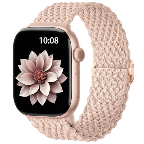 AMSKY Geflochten Band Kompatibel mit Apple Watch Armband 40mm 46mm 44mm 45mm 41mm 42mm 38mm 49mm Damen Herren, Textil Stoff Kompatibel mit iWatch Armband Se Ultra Series 10 9 8 7 6 5 4 3 2 1 von AMSKY