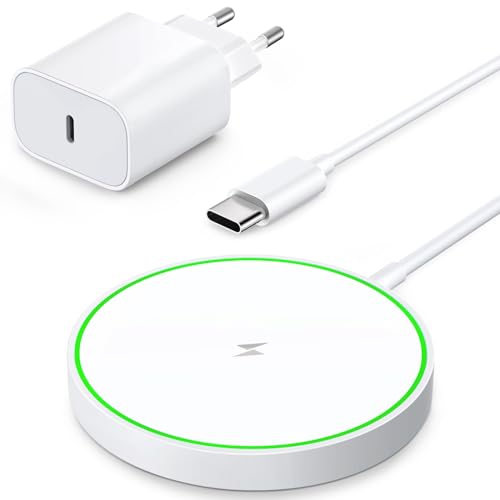 AMSKY Kompatibel mit Magsafe Ladegerät, 15W Magnetische Wireless Charger Kompatibel mit Magsafe Ladestation, Schnelles Induktive Ladestation für iPhone und Airpods, 20W Netzteil für Apple Ladestation von AMSKY