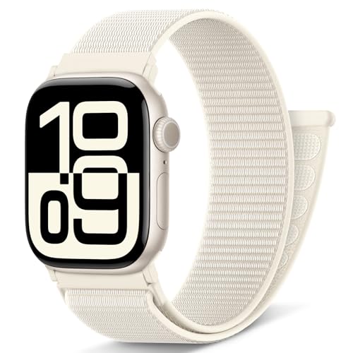 AMSKY Nylon Sport Loop Band Kompatibel mit Apple Watch Armband 40mm 42mm 46mm 44mm 45mm 41mm 38mm 49mm, Damen Herren Original Design für iWatch Series 10 9 8 7 6 5 4 3 2 1 SE Ultra, Polarstern von AMSKY