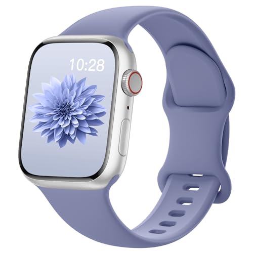 AMSKY Silikon Apfelband Kompatibel mit Apple Watch Armband 40mm 44mm 45mm 41mm 42mm 38mm 49mm Damen Herren, Sport Gummi Kompatibel mit iWatch Armband Series 9 8 7 6 5 4 3 2 1 Se Ultra, Lavendelgrau von AMSKY