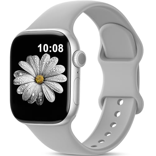 AMSKY Silikon Sport Armbänder Kompatibel mit Apple Watch Armband 40mm 42mm 46mm 44mm 45mm 41mm 38mm, Damen Herren Weiche Wasserdicht Gummi Band für iWatch Series 10 9 8 7 6 5 4 3 2 1 Se, Grau AMSKY Silikon Sport Armbänder Kompatibel mit Apple Watch Armband 40mm 42mm 46mm 44mm 45mm 41mm 38mm, Damen Herren Weiche Wasserdicht Gummi Band für iWatch Series 10 9 8 7 6 5 4 3 2 1 Se, Grau von AMSKY