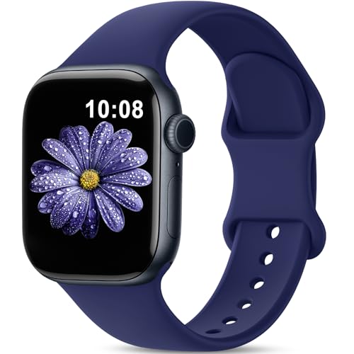 AMSKY Silikon Sport Armbänder Kompatibel mit Apple Watch Armband 40mm 42mm 46mm 44mm 45mm 41mm 38mm, Damen Herren Weiche Wasserdicht Gummi Band für iWatch Series 10 9 8 7 6 5 4 3 2 1 Se, Marineblau AMSKY Silikon Sport Armbänder Kompatibel mit Apple Watch Armband 40mm 42mm 46mm 44mm 45mm 41mm 38mm, Damen Herren Weiche Wasserdicht Gummi Band für iWatch Series 10 9 8 7 6 5 4 3 2 1 Se, Marineblau von AMSKY