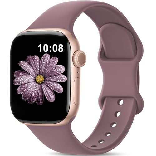 AMSKY Silikon Sport Armbänder Kompatibel mit Apple Watch Armband 40mm 42mm 46mm 44mm 45mm 41mm 38mm, Damen Herren Weiche Wasserdicht Gummi Band für iWatch Series 10 9 8 7 6 5 4 3 2 1 Se, Rauchlila AMSKY Silikon Sport Armbänder Kompatibel mit Apple Watch Armband 40mm 42mm 46mm 44mm 45mm 41mm 38mm, Damen Herren Weiche Wasserdicht Gummi Band für iWatch Series 10 9 8 7 6 5 4 3 2 1 Se, Rauchlila von AMSKY